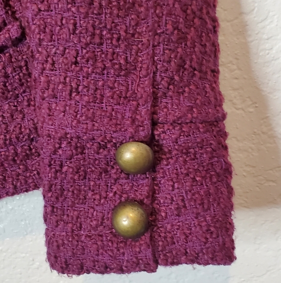 Boy Meets Girl Wool Blend Purple Tweed Double-Breasted Jacket Peacoat Size Small - Picture 2 of 8